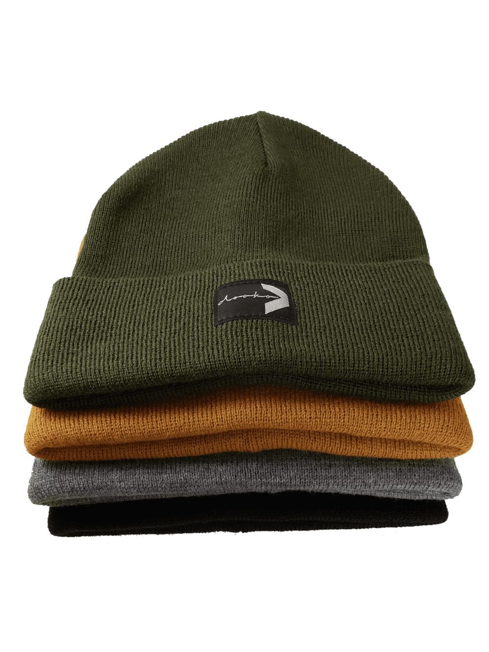 stack of different colored beanies