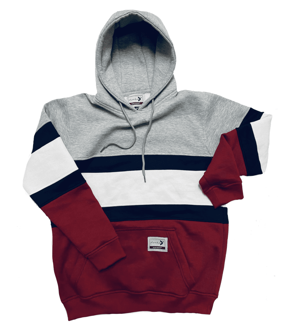 red white blue striped hoodie